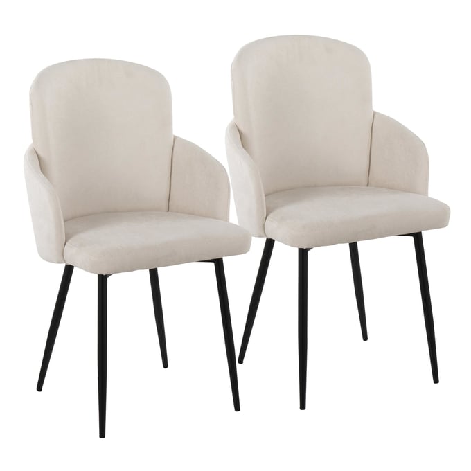 2 LumiSource Dahlia Black Cream Fabric Dining Chairs LUMI-CH-DAHLIA2-BKFCR2