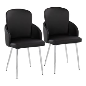 2 LumiSource Dahlia Chrome Black PU Dining Chairs