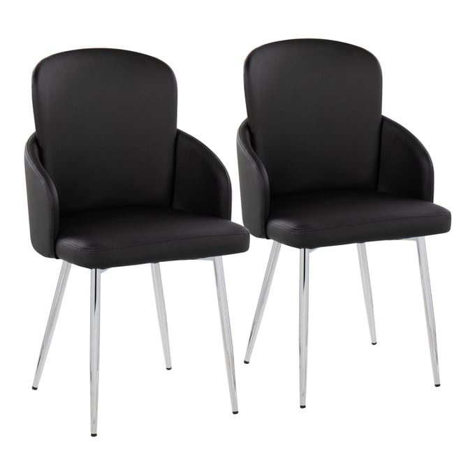 2 LumiSource Dahlia Chrome Black PU Dining Chairs LUMI-CH-DAHLIA2-SVBK2