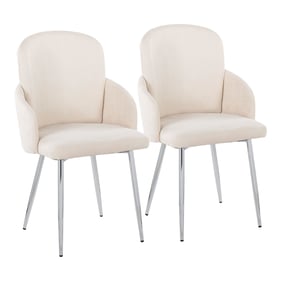 2 LumiSource Dahlia Chrome Cream Fabric Dining Chairs