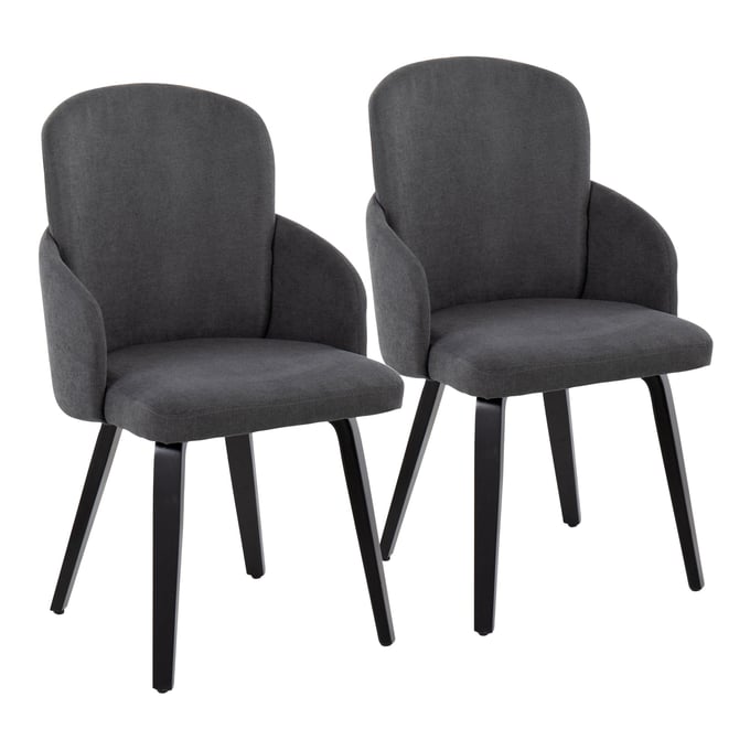 2 LumiSource Dahlia Grey Dining Chairs LUMI-CH-DAHLIA2-W-BKFGY2