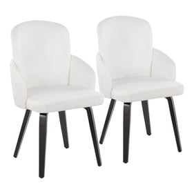 2 LumiSource Dahlia Black Cream Velvet Dining Chairs