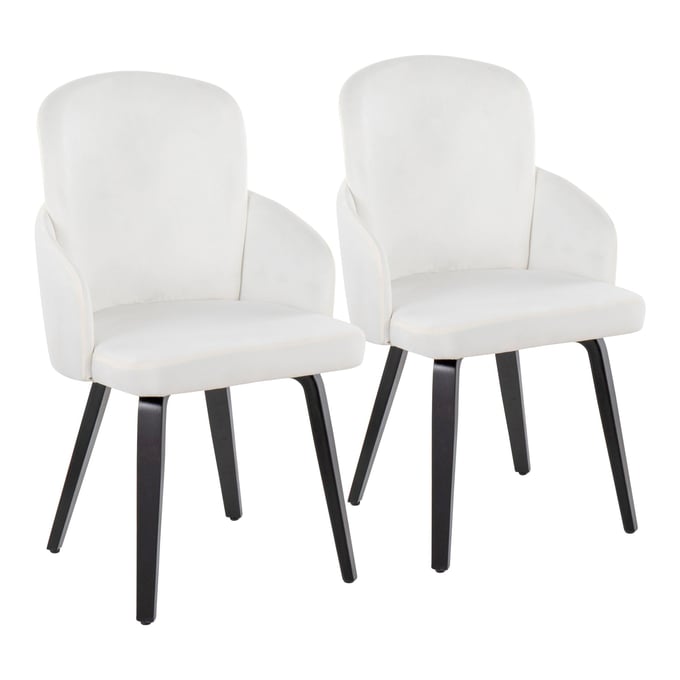 2 LumiSource Dahlia Black Cream Velvet Dining Chairs LUMI-CH-DAHLIA2-W-BKVCR2