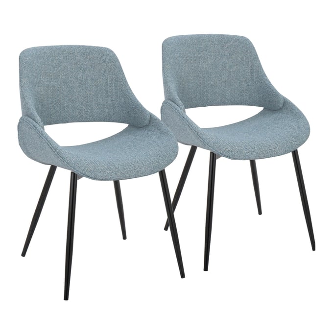 2 LumiSource Fabrico Blue Dining Chairs LUMI-CH-FABRICO-FBCO2-BKFBU2