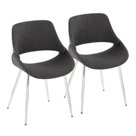 2 LumiSource Fabrico Chrome Charcoal Dining Chairs