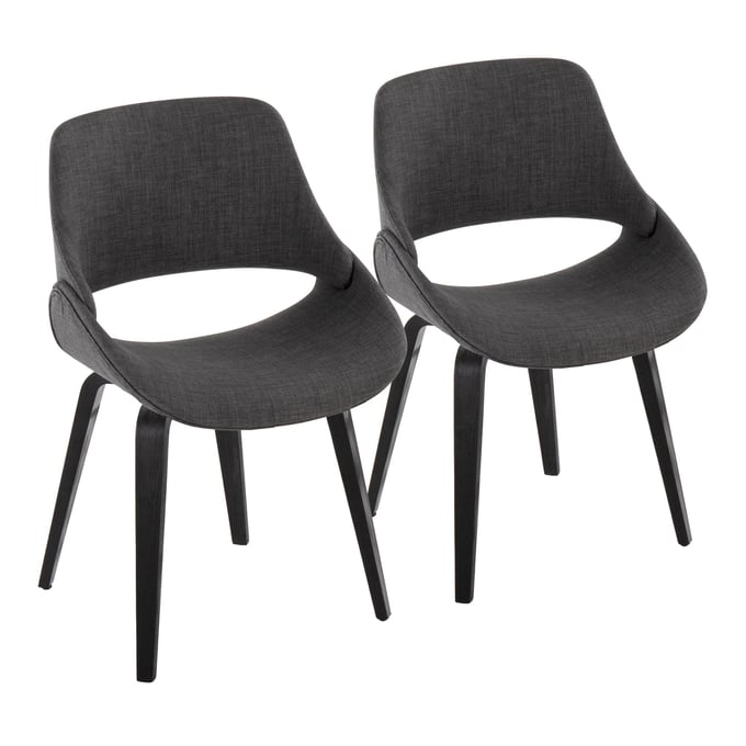 2 LumiSource Fabrico Black Charcoal Dining Chairs LUMI-CH-FABRICO-HLBW2-BKCHAR2