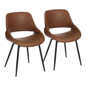 2 LumiSource Fabrico Black Camel PU Dining Chairs