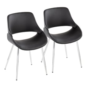 2 LumiSource Fabrico Chrome Black Dining Chairs