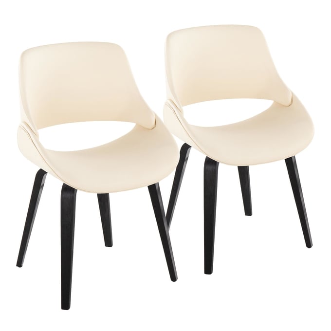 2 LumiSource Fabrico Cream PU Dining Chairs LUMI-CH-FABRICOPU-HLBW2-BKCR2