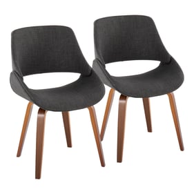 2 LumiSource Fabrico Walnut Charcoal Dining Chairs