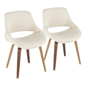 2 LumiSource Fabrico Cream Noise Fabric Dining Chairs