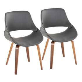 2 LumiSource Fabrico Walnut Grey PU Dining Chairs