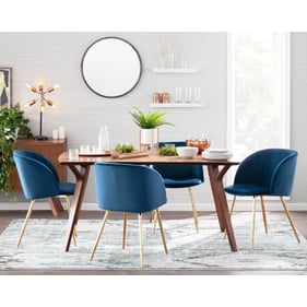 Lumisource Folia Walnut Gold Blue 5pc Dining Room Set