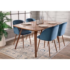 Lumisource Folia Walnut Blue 5pc Dining Room Set