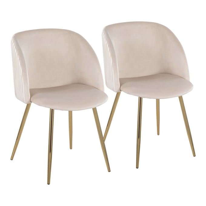 2 LumiSource Fran White Pleated Dining Chairs LUMI-CH-FRANPLT-AUVW2