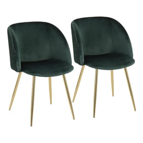 2 LumiSource Fran Emerald Green Pleated Waves Dining Chairs