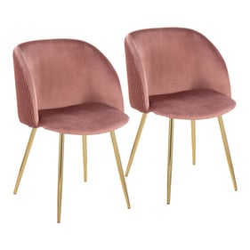 2 LumiSource Fran Blush Pink Pleated Waves Dining Chairs