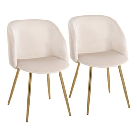 2 LumiSource Fran White Pleated Waves Dining Chairs