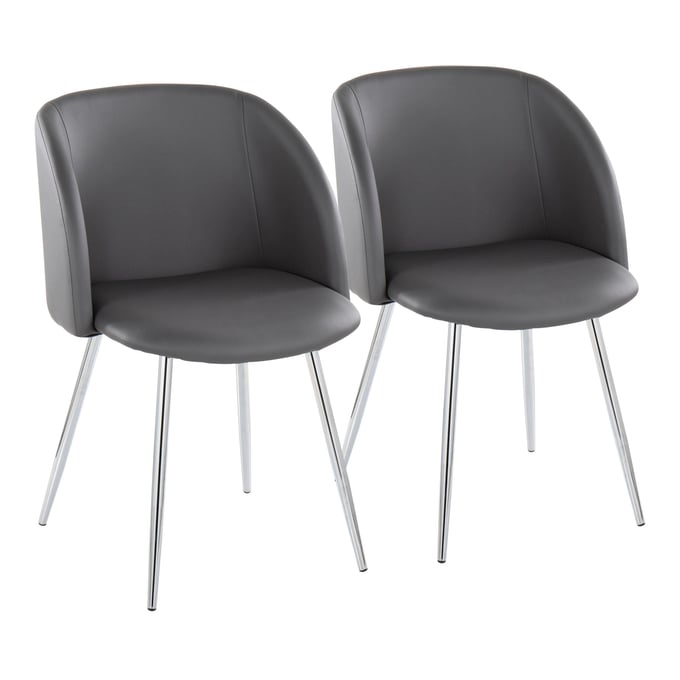 2 LumiSource Fran Grey PU Dining Chairs LUMI-CH-FRANPU-GY2