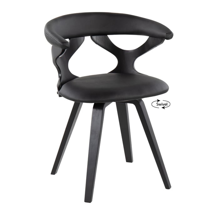 LumiSource Gardenia Black PU Swivel Dining Chair LUMI-CH-GARD-BKBK