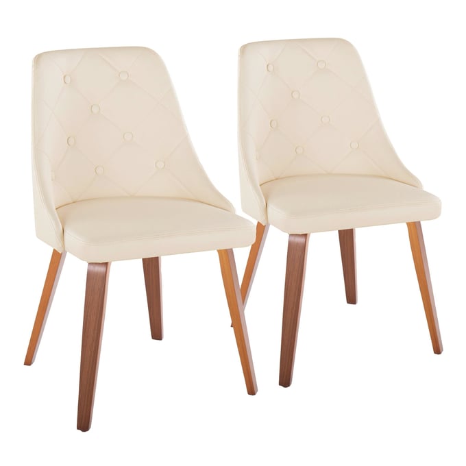 2 LumiSource Giovanni Walnut Cream Dining Chairs LUMI-CH-GIOVPU-HLBW2-WLCR2