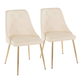 2 LumiSource Giovanni Gold Cream Dining Chairs