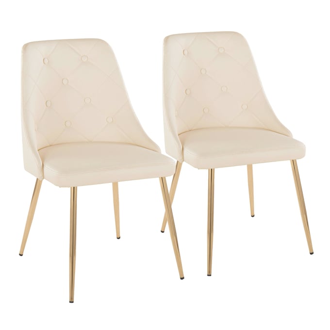 2 LumiSource Giovanni Gold Cream Dining Chairs LUMI-CH-GIOVPU-MTPR1-AUCR2