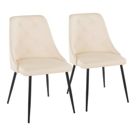 2 LumiSource Giovanni Black Cream PU Dining Chairs