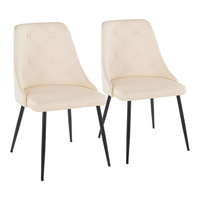 2 LumiSource Giovanni Black Cream PU Dining Chairs LUMI-CH-GIOVPU-MTPR1-BKCR2