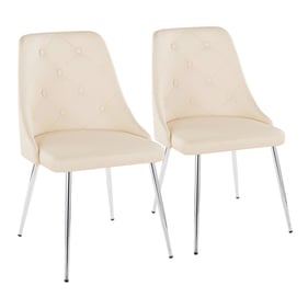 2 LumiSource Giovanni Chrome Cream PU Dining Chairs