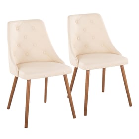 2 LumiSource Giovanni Walnut Cream PU Dining Chairs