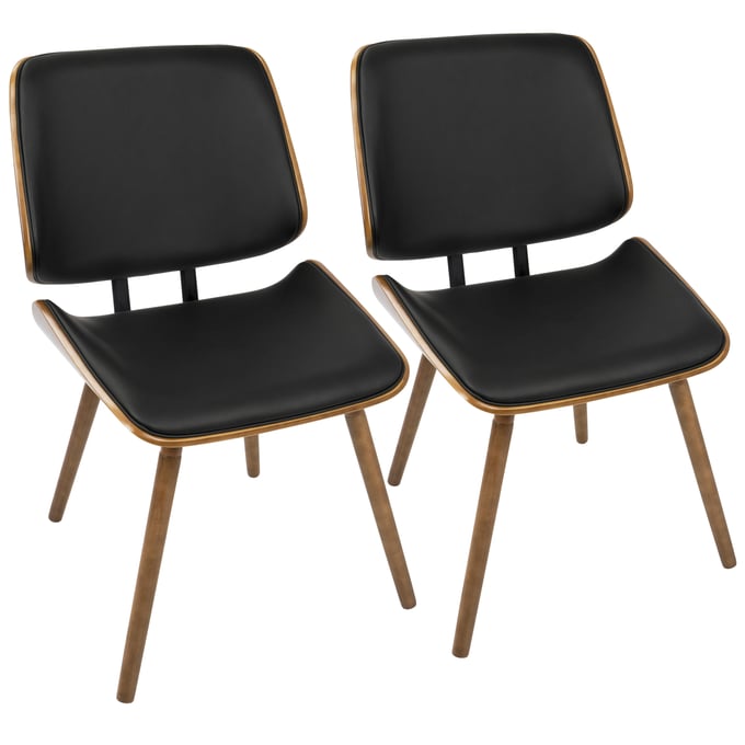 2 LumiSource Lombardi Black Dining Chairs LUMI-CH-LMB-WL-BK2