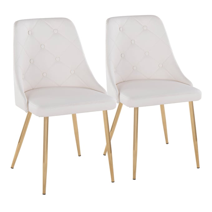 2 LumiSource Marche Gold White Dining Chairs LUMI-CH-MARCHEPU-HLF2-AUW2