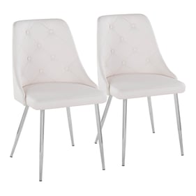 2 LumiSource Marche Chrome White Dining Chairs