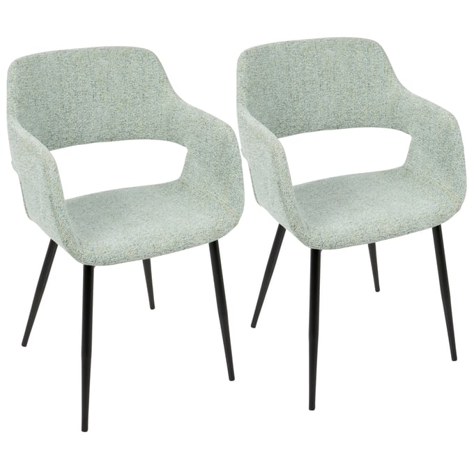 2 LumiSource Margarite Light Green Dining Chairs LUMI-CH-MARG-BK-LGN2