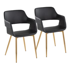 2 LumiSource Margarite Gold Black Dining Chairs