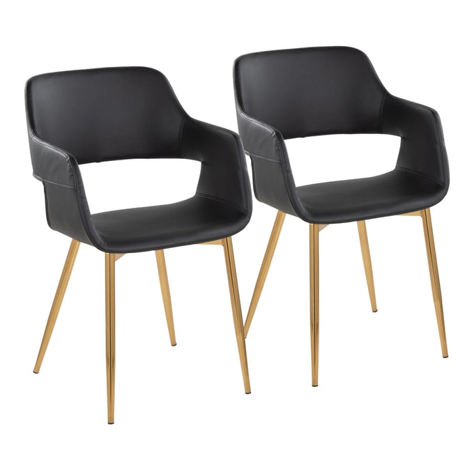 2 LumiSource Margarite Gold Black Dining Chairs LUMI-CH-MARGPU2-AUBK2