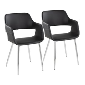 2 LumiSource Margarite Chrome Black Dining Chairs