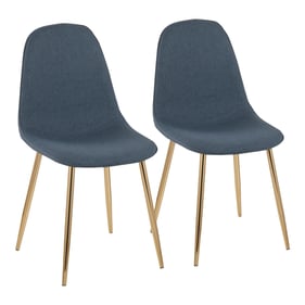 2 LumiSource Pebble Gold Blue Fabric Chairs