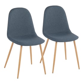 2 LumiSource Pebble Natural Blue Fabric Chairs