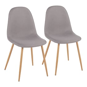 2 LumiSource Pebble Natural Light Grey Fabric Chairs