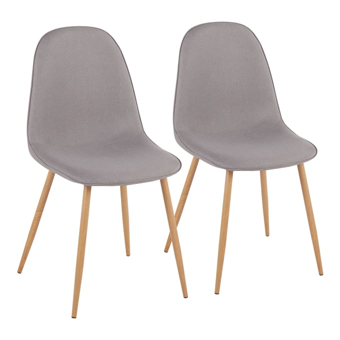 2 LumiSource Pebble Natural Light Grey Fabric Chairs LUMI-CH-PEBBLE-NALGY2