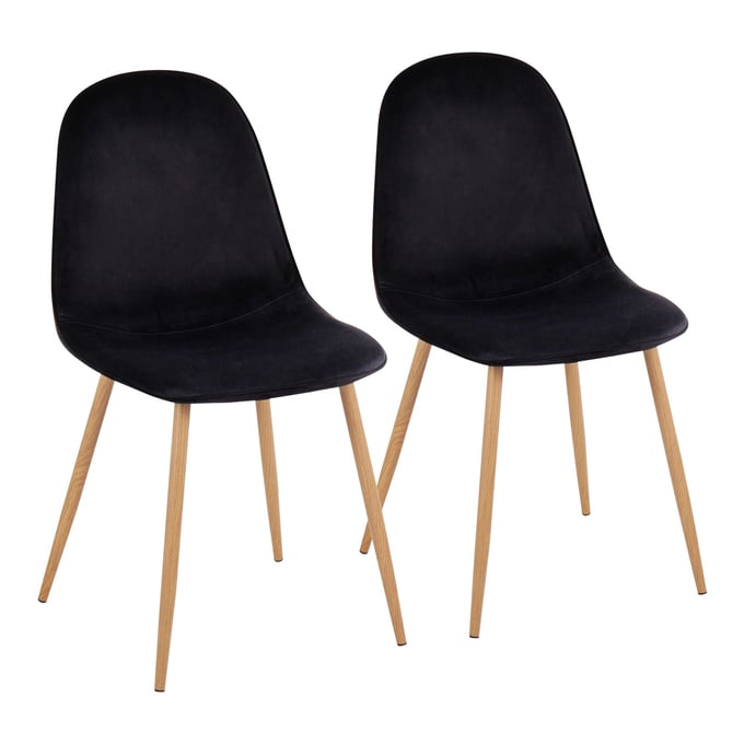 2 LumiSource Pebble Natural Black Chairs LUMI-CH-PEBBLE-NAVBK2