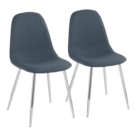 2 LumiSource Pebble Chrome Blue Chairs