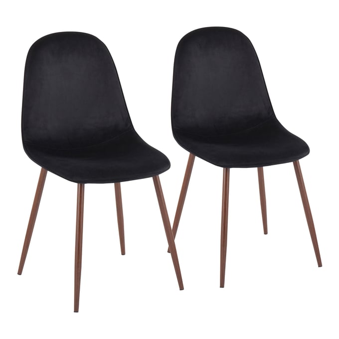 2 LumiSource Pebble Walnut Black Chairs LUMI-CH-PEBBLE-WLVBK2