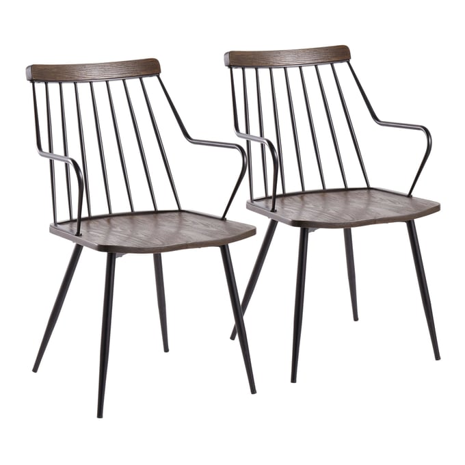 2 LumiSource Preston Dark Walnut Dining Chairs LUMI-CH-PRESTON-HLC2-BKWL2