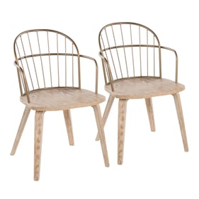 2 LumiSource Riley Whitewashed Arm Chairs