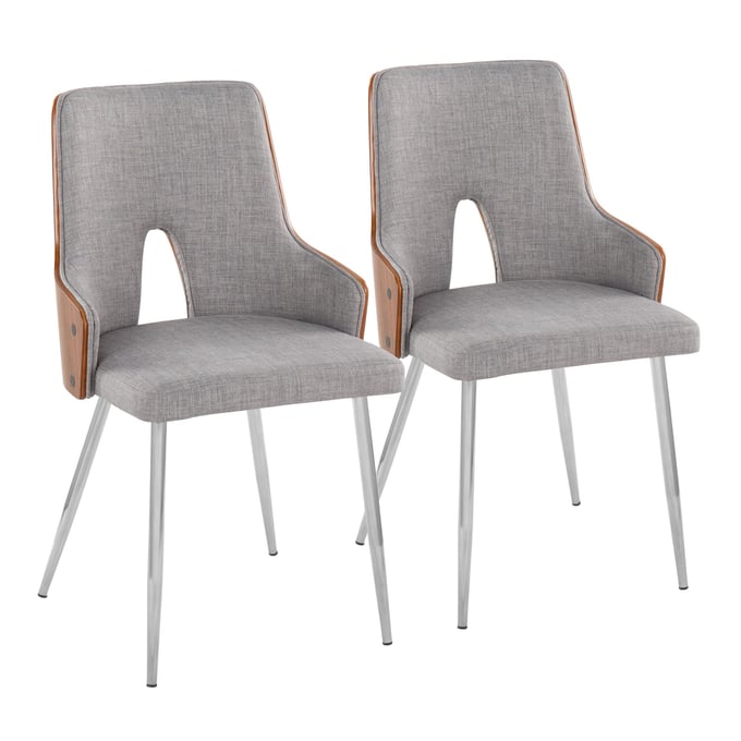 2 LumiSource Stella Light Grey Dining Chairs LUMI-CH-STLA-HLF2-CHRWLLGY2