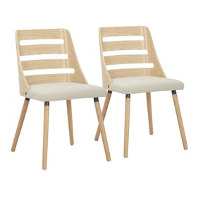 2 LumiSource Trevi Cream Fabric Dining Chairs