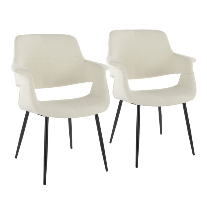 2 LumiSource Vintage Flair Black Cream Fabric Dining Chairs LUMI-CH-VFL-MTPR1-BKCR2